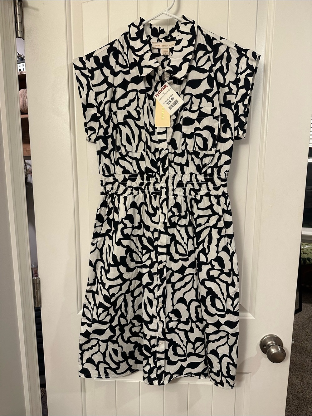 Monteau Black and White Floral Shirt Dress